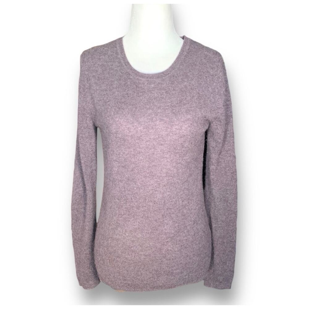 Tahari 100 Cashmere Sweater Purple Long Sleeve‎ Crewneck Soft XS Minimalist
